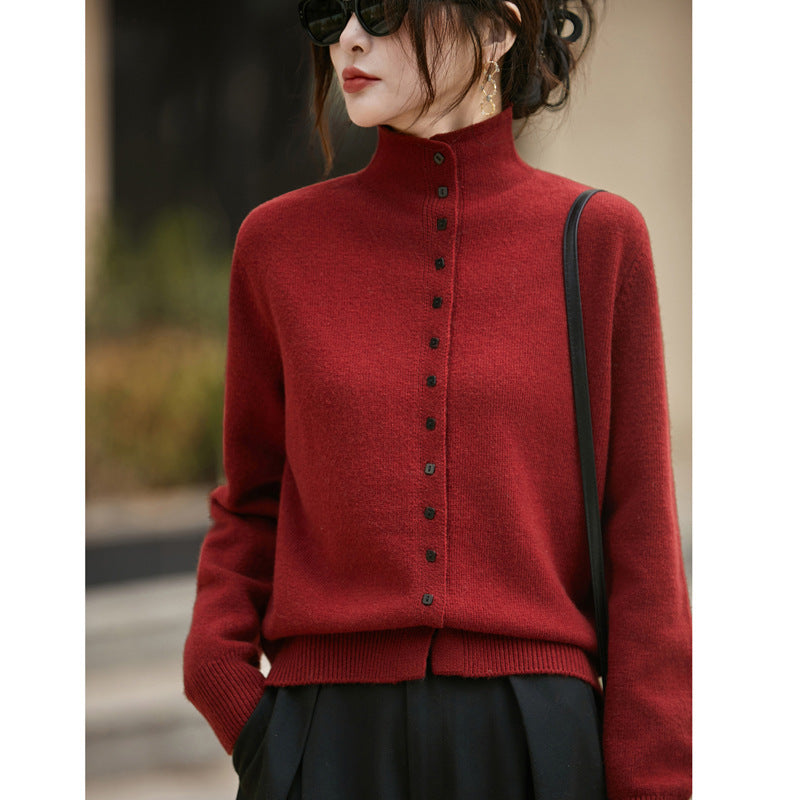 Soft and Warm Wool Button-Up Knit Sweater