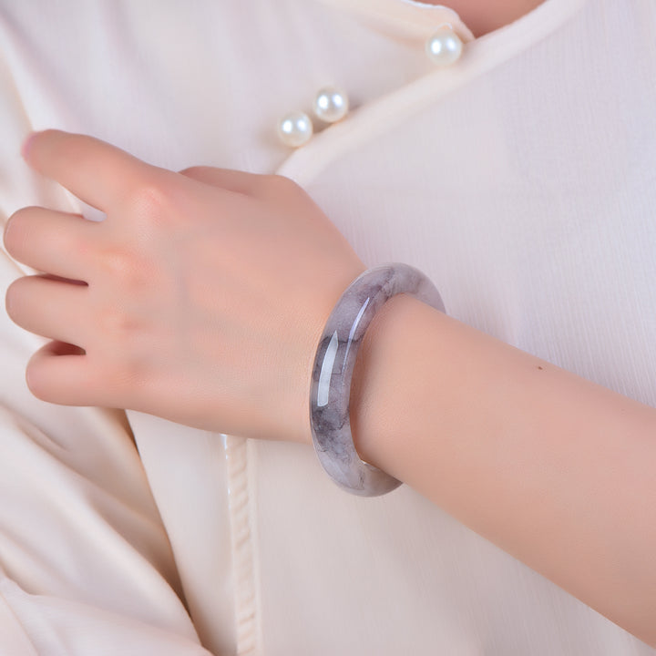 Elegant Violet Jade Bracelet For Women In Chinese Style