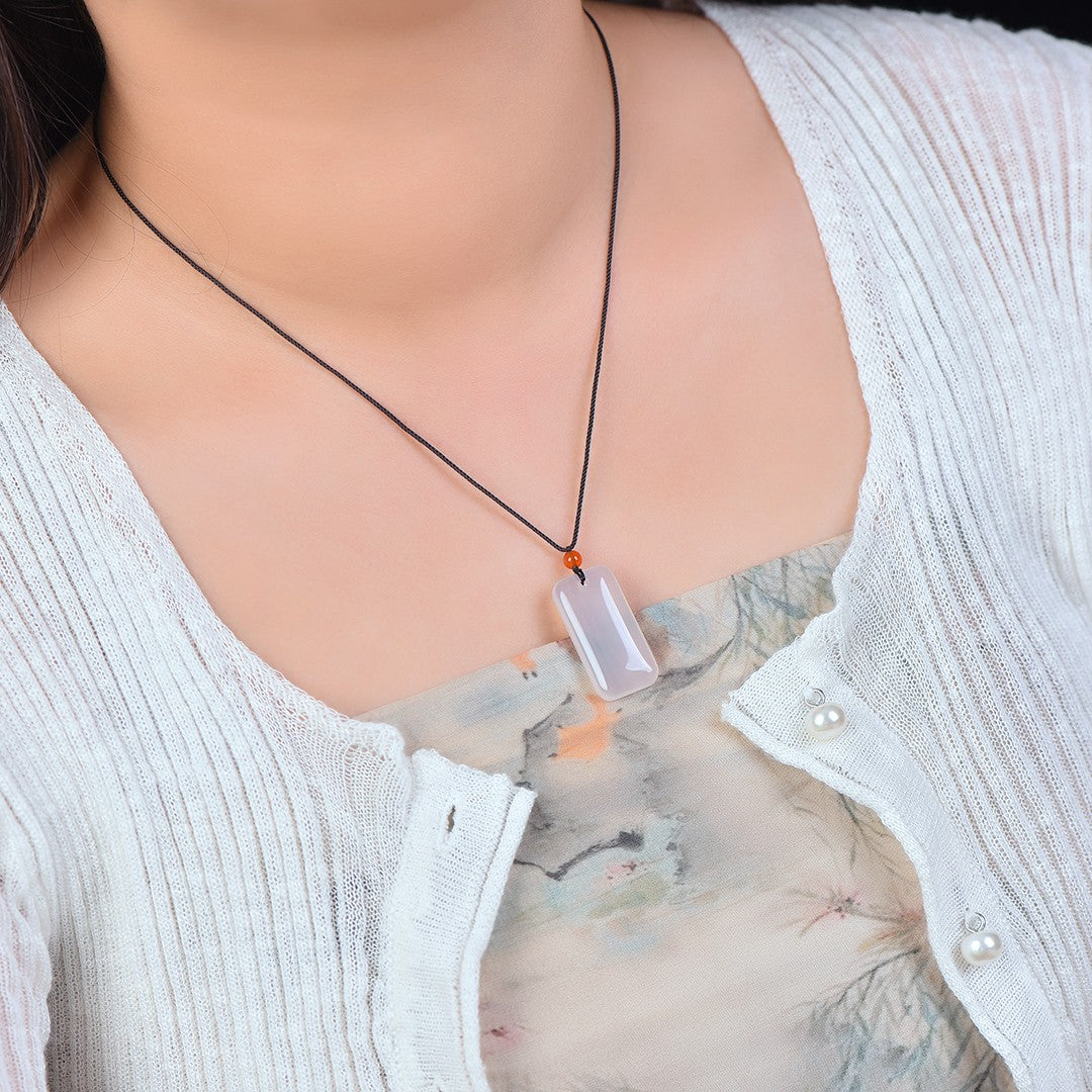Large ice chalcedony pendant for women Necklace Amulet