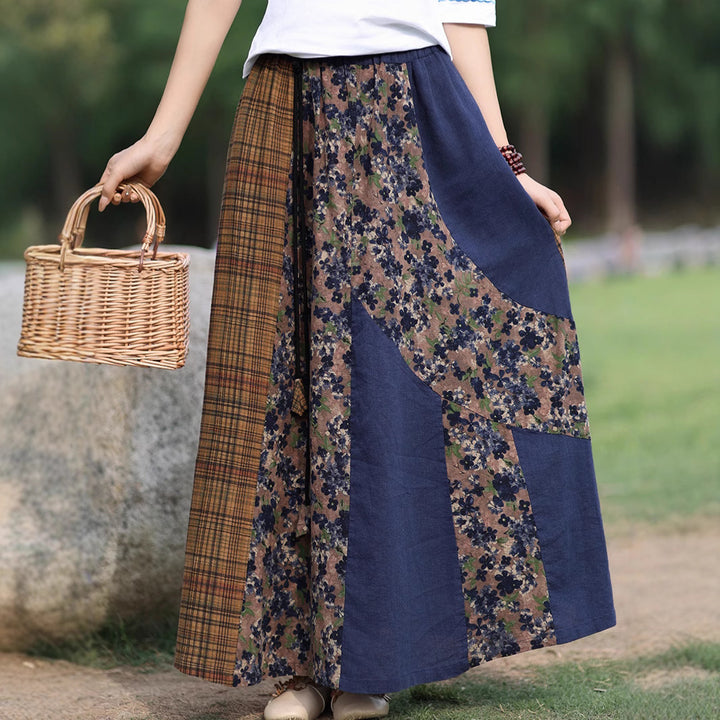 Cotton and Linen Elastic Waist Renaissance Swing Skirt