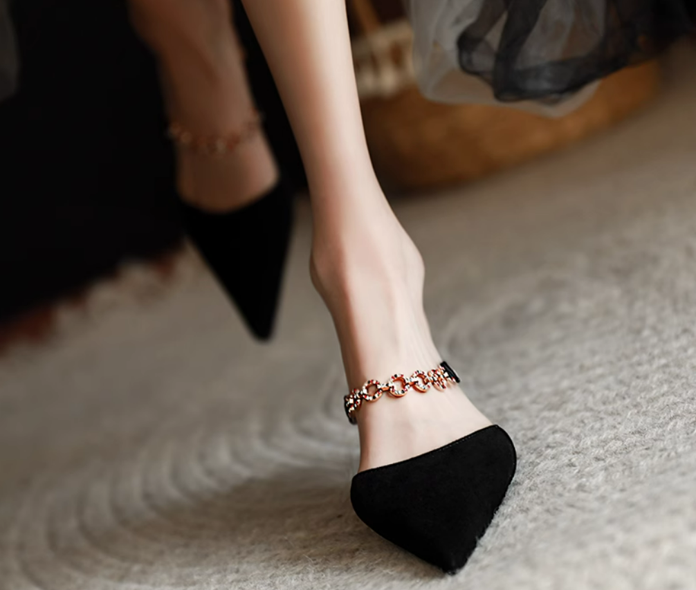 Women's Shrouded Toe Rhinestone Chain High-Heeled Sandals