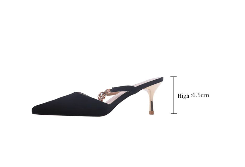 Women's Shrouded Toe Rhinestone Chain High-Heeled Sandals