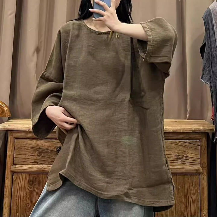 Long Sleeve Linen Blouse for Women