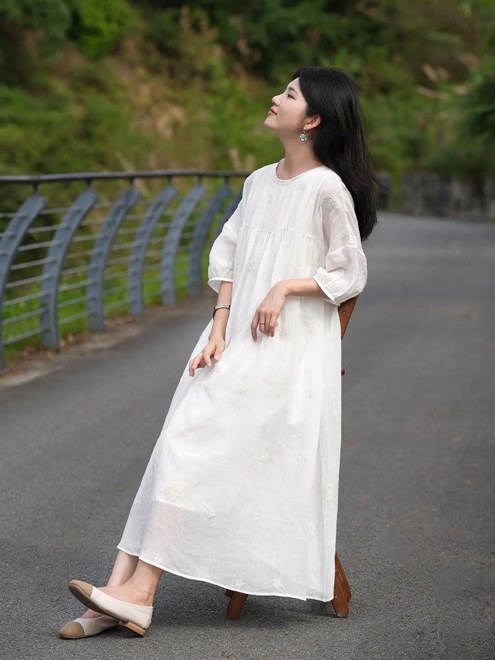 White Linen Maxi Dress