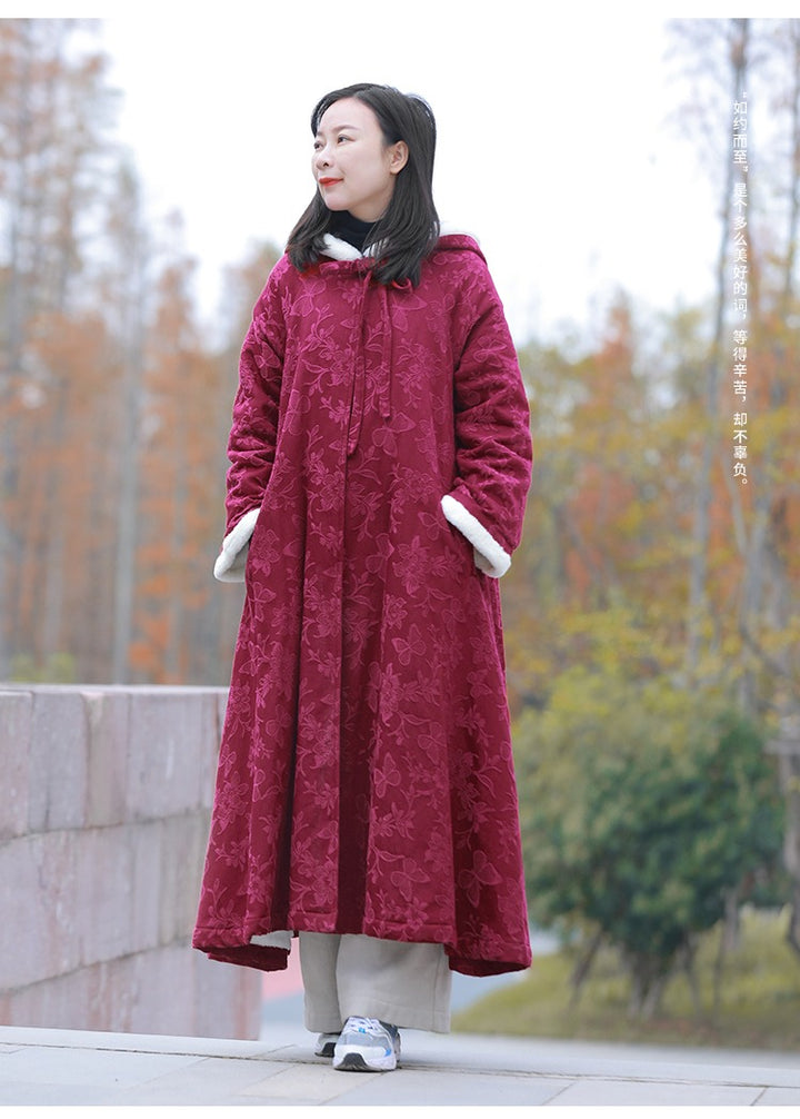 Chinese Style Winter Coat hooded cape coat womens