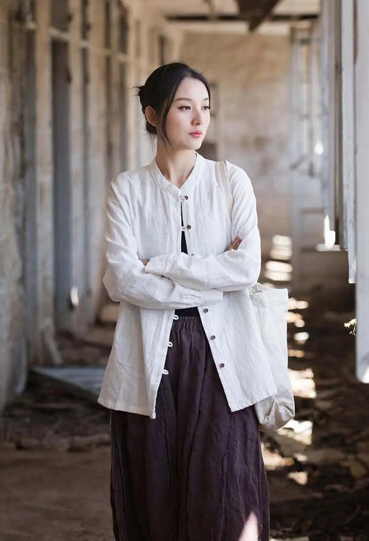 Women's White Linen Blouse