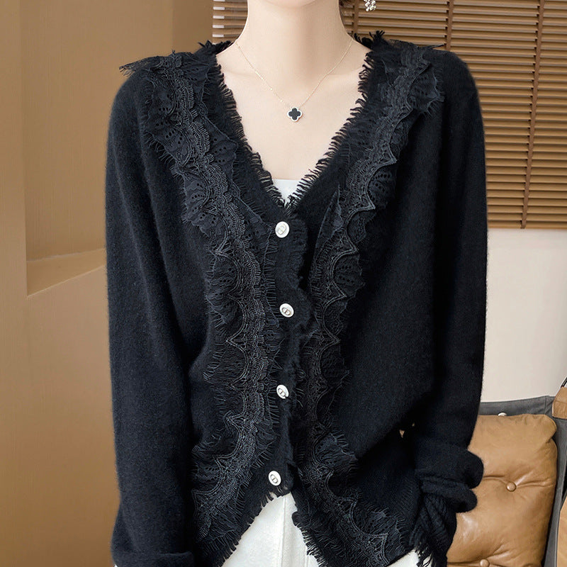 Classic Autumn V-Neck Long-Sleeved Knit Cardigan