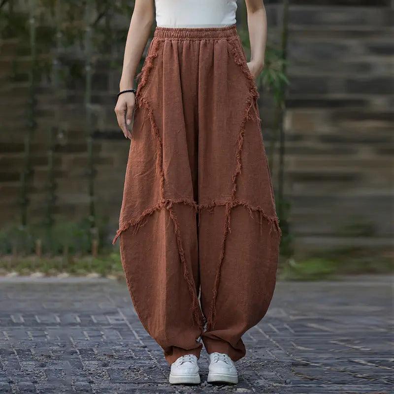 Vintage Linen Harem Pants with Loose Fit and Retro Vibes by Thebesttailor