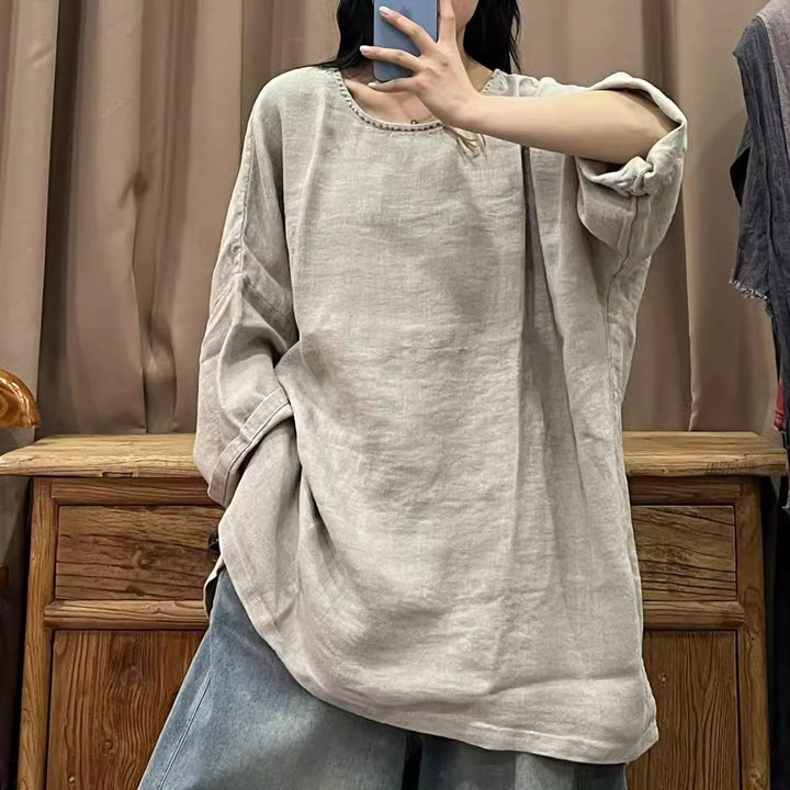 Long Sleeve Linen Blouse for Women
