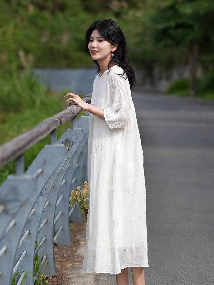 White Linen Maxi Dress