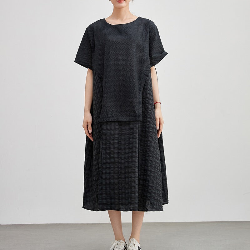 Summer Black Cotton Dress for Women  by Thebesttailor
