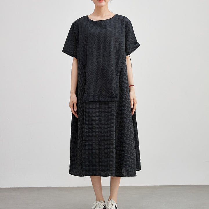 Summer Black Cotton Dress for Women  by Thebesttailor