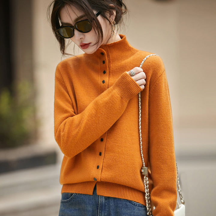 Soft and Warm Wool Button-Up Knit Sweater