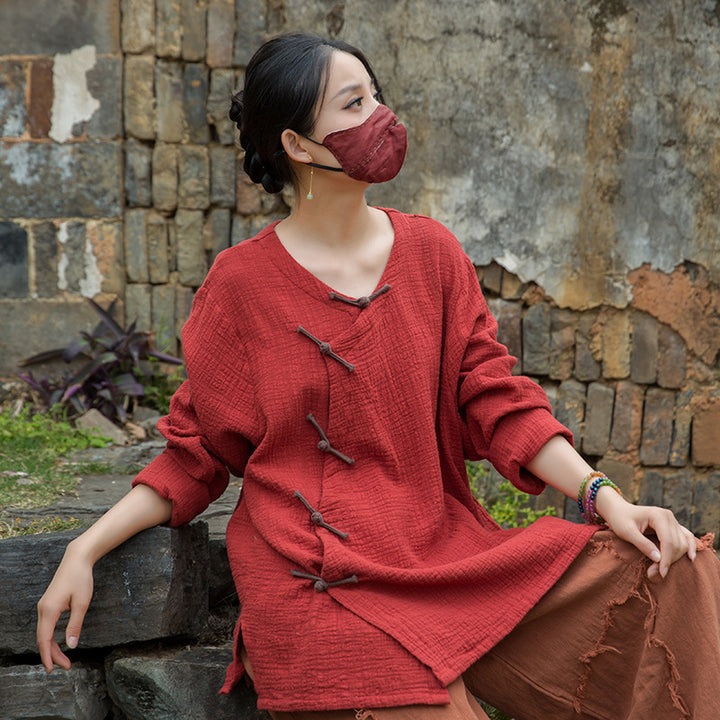 Women's Cotton Zen Meditation T-shirt Oversized Blouses