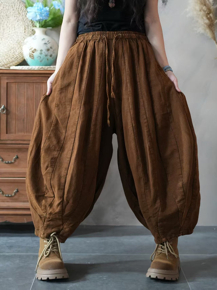 Autumn Linen Casual Original Buttoned Harem Pants