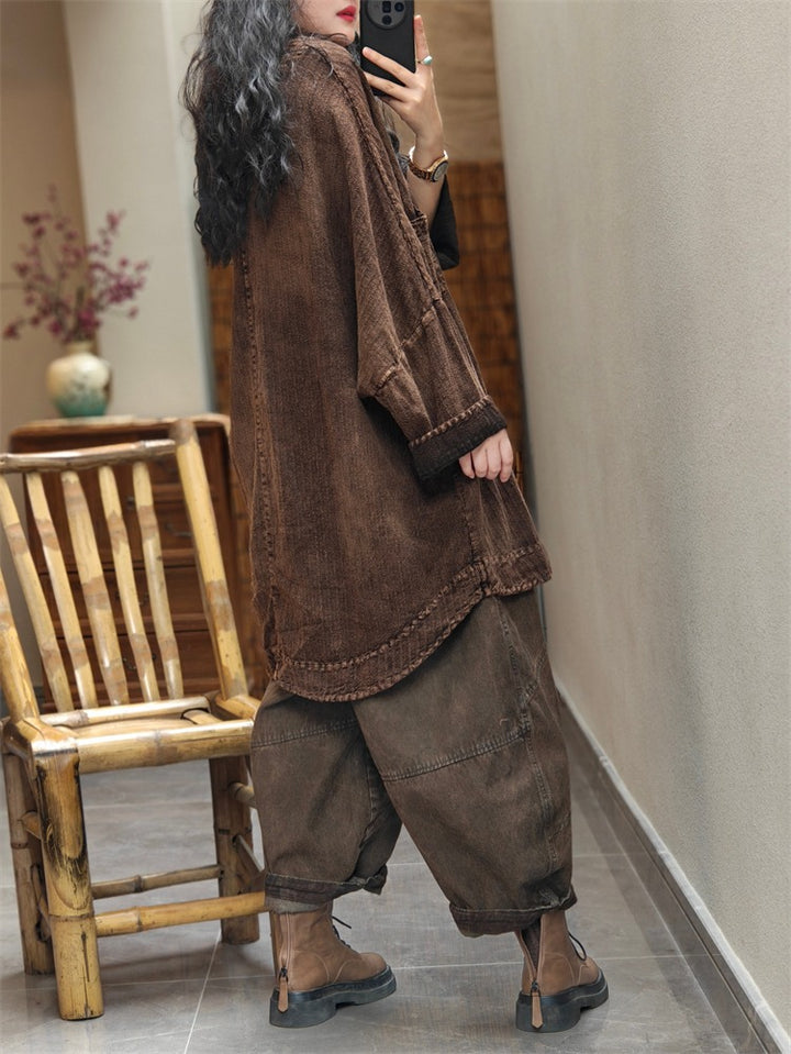 loose batwing sleeve cotton tunic blouse