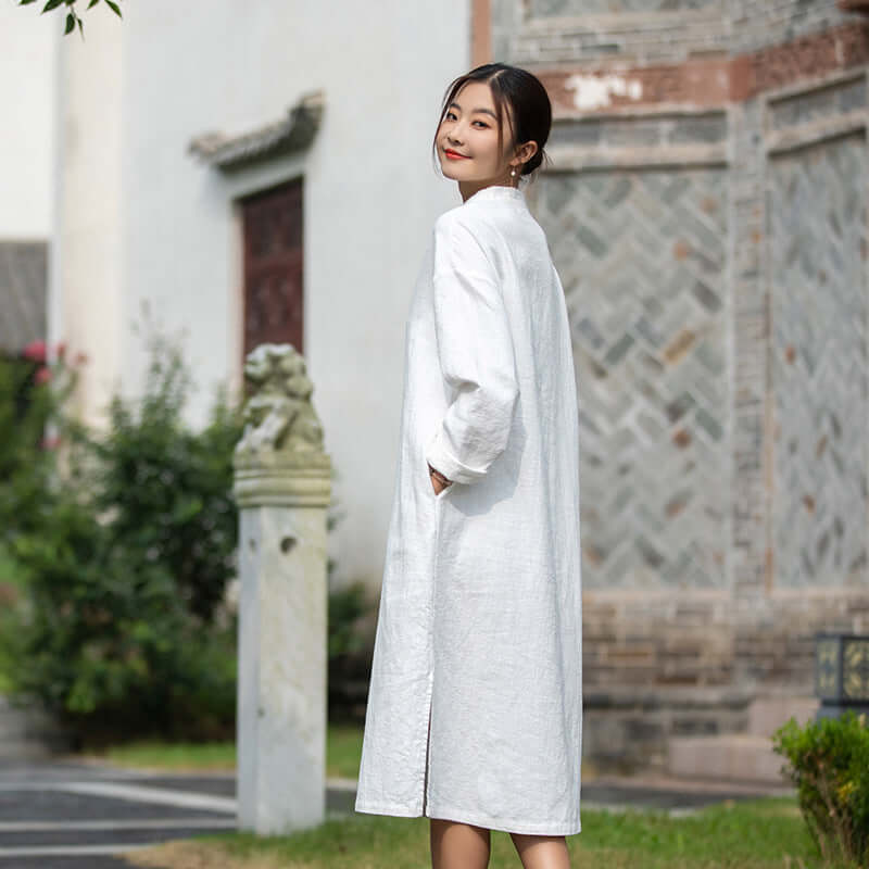 Linen Maxi Dress with Sleeves 