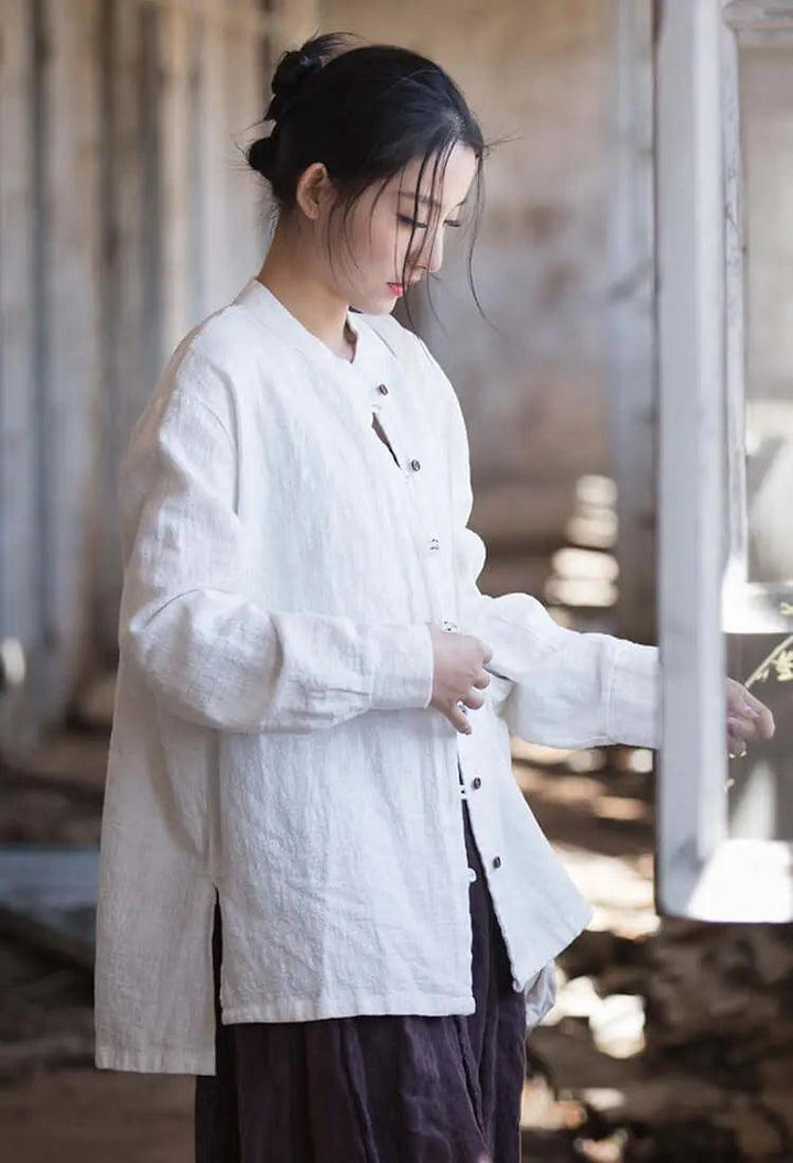 Women's White Linen Blouse