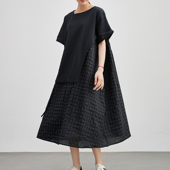 Summer Black Cotton Dress for Women  by Thebesttailor