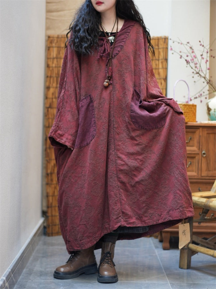 fall-ready cotton oversized dress with long sleeves by Thebesttailor