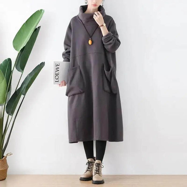 Women's Cotton Dress Elegant Autumn Dress in Black for Women-Women's dress-Thebesttailor-Thebesttailor