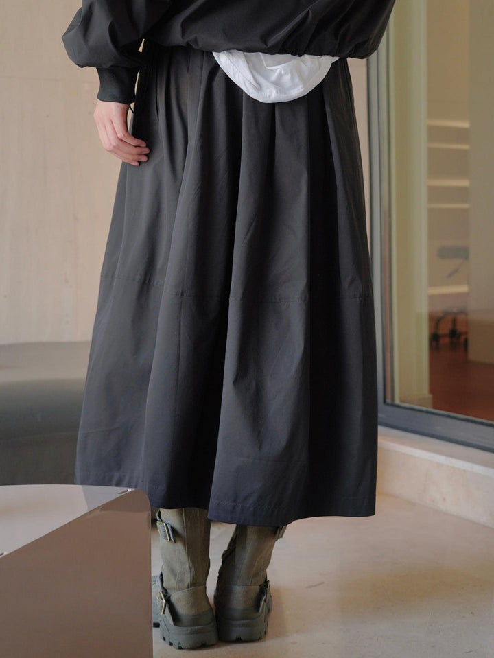 Elastic waist skirt with loose silhouette A-line skirt with pockets Thebesttailor
