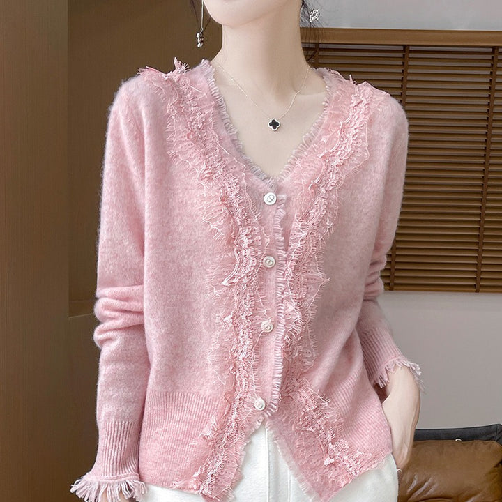 Classic Autumn V-Neck Long-Sleeved Knit Cardigan