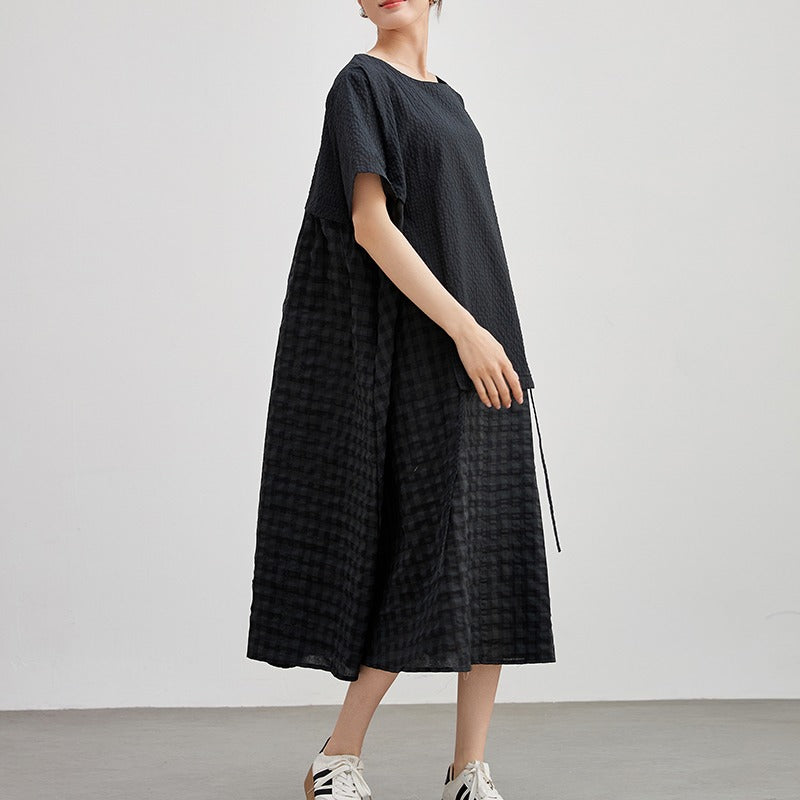 Summer Black Cotton Dress for Women  by Thebesttailor