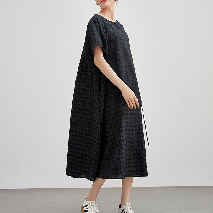 Summer Black Cotton Dress for Women  by Thebesttailor