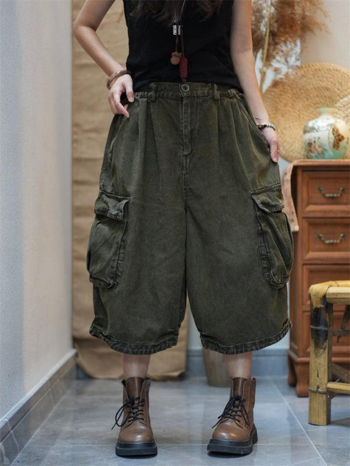 Stylish large pockets loose casual overalls retro Stir-Fried Color jeans perfect for summer outfits and easy wear.