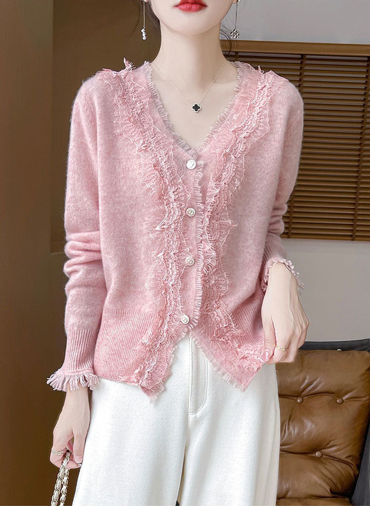 Classic Autumn V-Neck Long-Sleeved Knit Cardigan