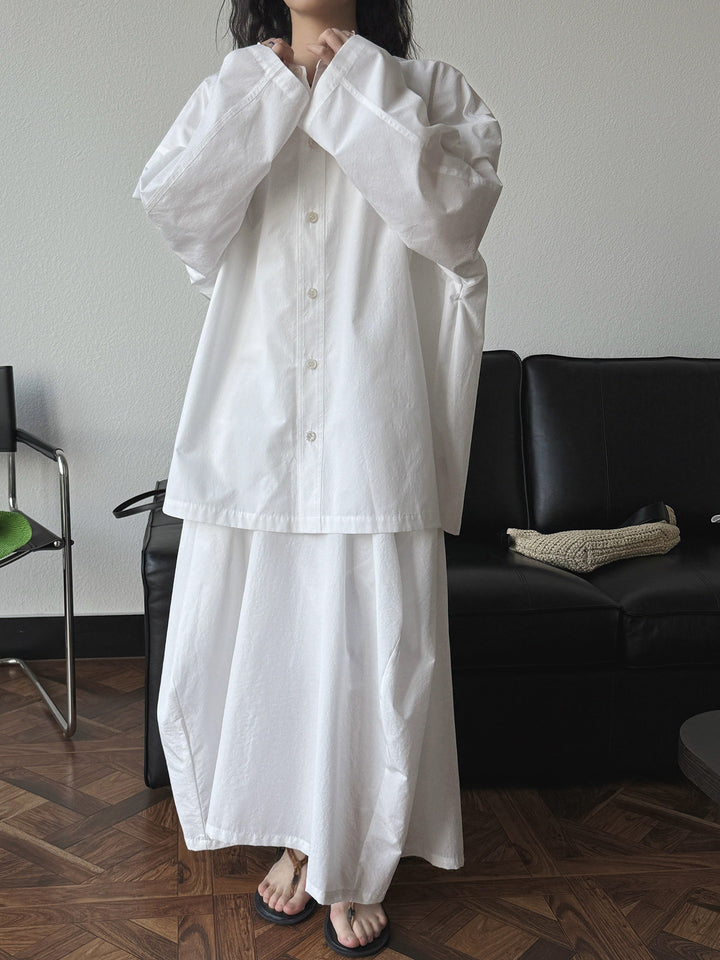 Parisian-style simple side-button shirt Women's