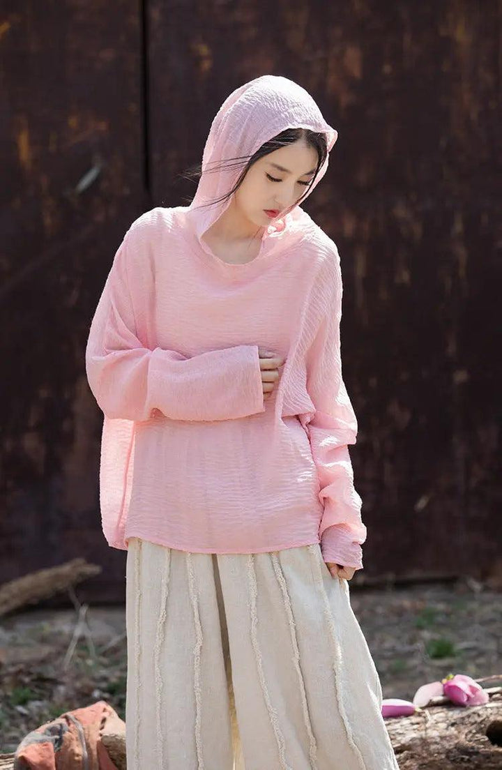 UV Protection Top Sun-Ready Tencel Hooded Tee for Women-Women's Shirt-Thebesttailor-Thebesttailor