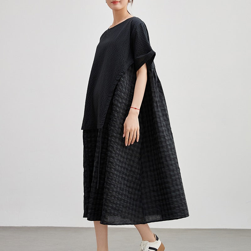 Summer Black Cotton Dress for Women  by Thebesttailor
