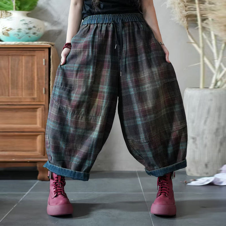 Autumn Plaid Harem Pants for Women