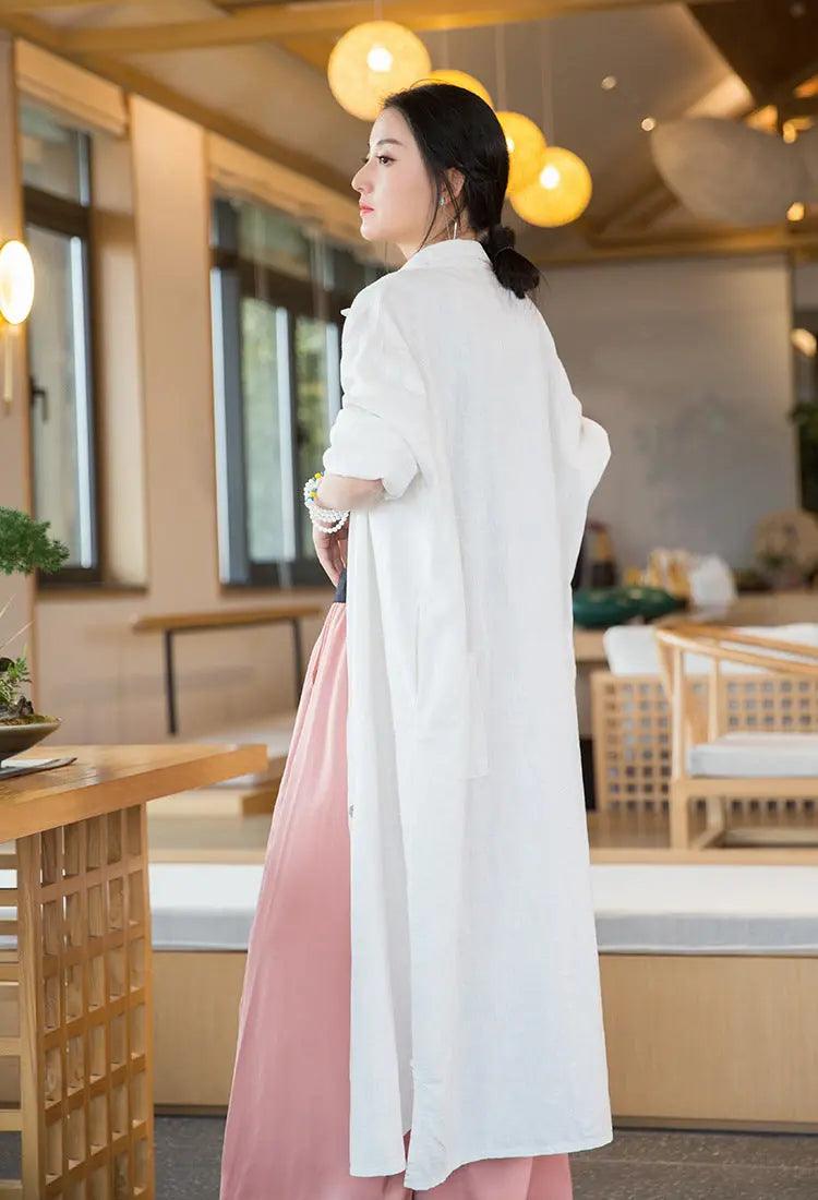 100 linen shirts womens long sleeves blouse womens long sleeve tops-Women's Shirt-Thebesttailor-Thebesttailor