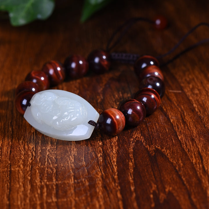 Natural Green Jade Pixiu Beaded Bracelet for Wealth and Protection