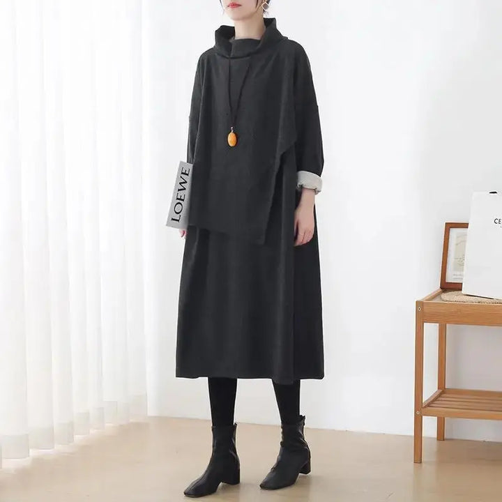 Black Cotton Long Sleeve Dresses