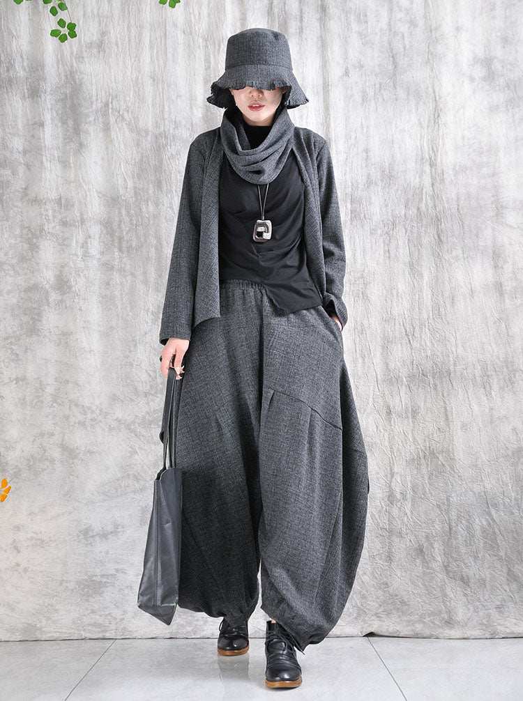 Winter Casual Gray Asymmetrical Top Long Sleeve