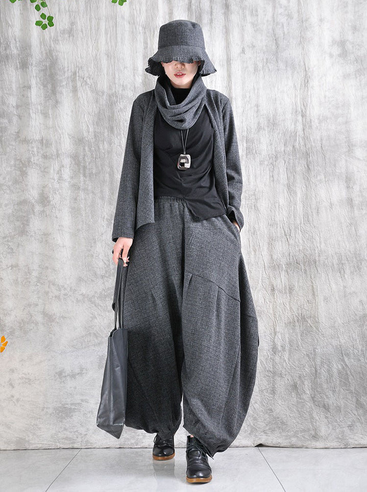 Winter Casual Gray Asymmetrical Top Long Sleeve