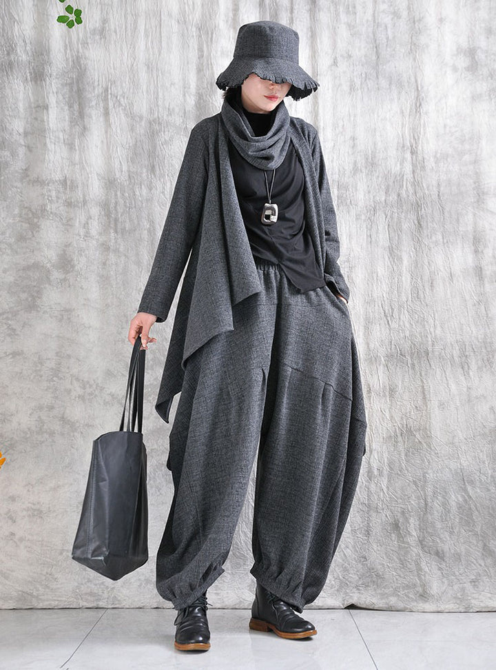 Casual Winter Gray Cotton Long Bloomers