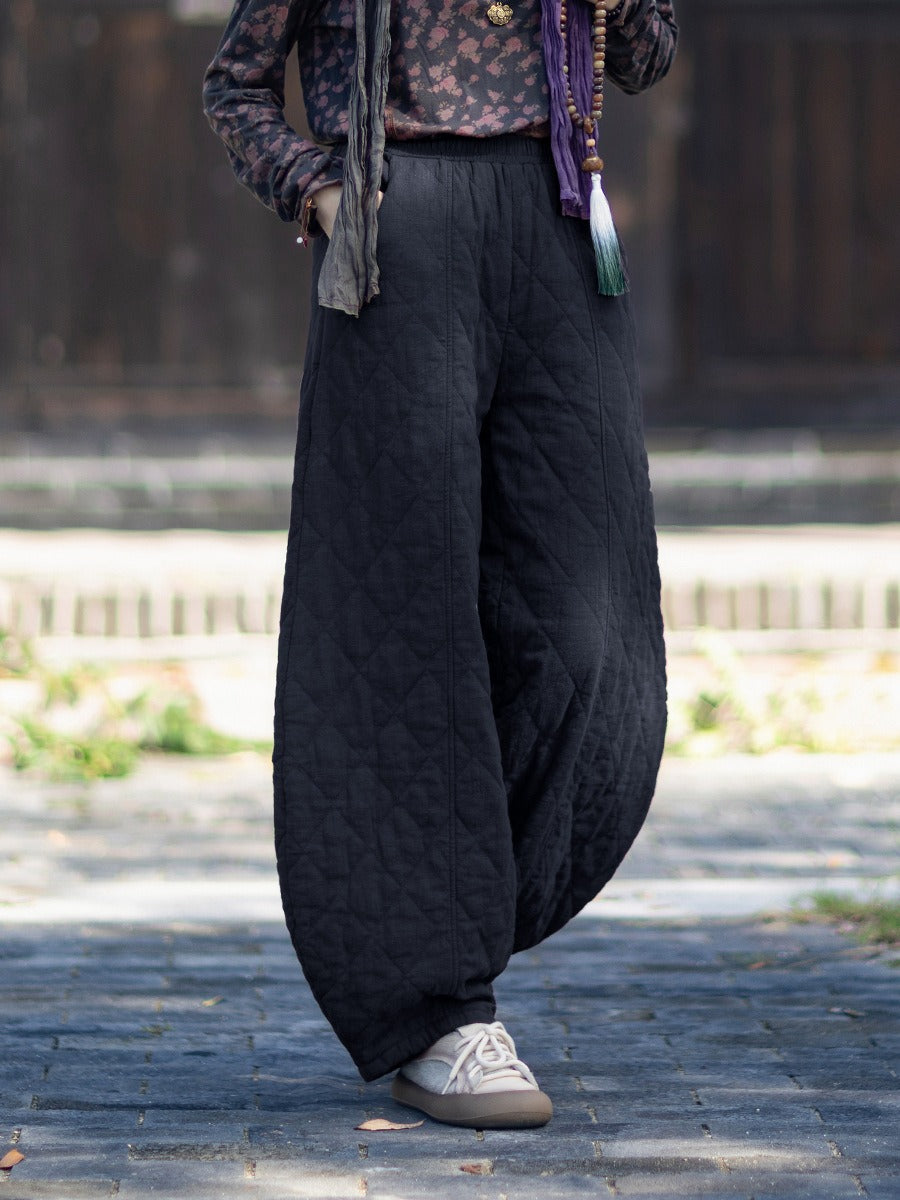Women's Winter Christmas Quilted Linen Harem Pants