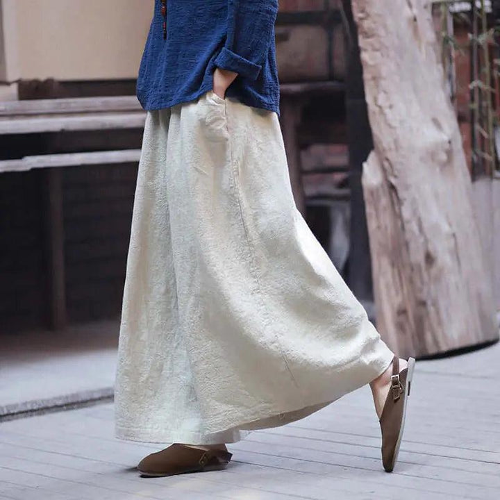 Chic Vintage Linen Culottes: Must-Have Casual Summer Staple-Women's pants-Thebesttailor-Thebesttailor