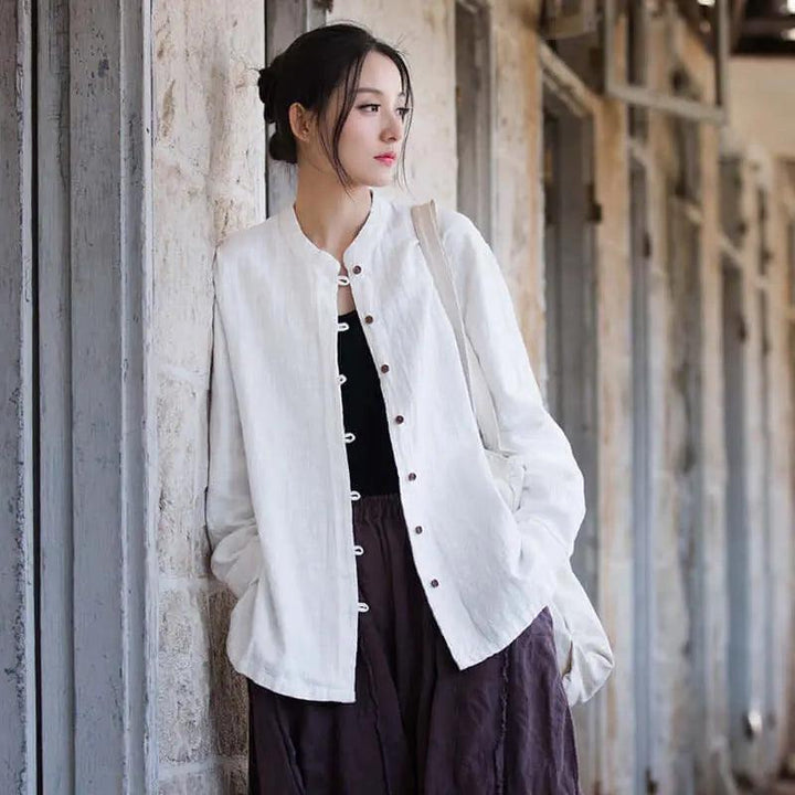 Women's White Linen Blouse