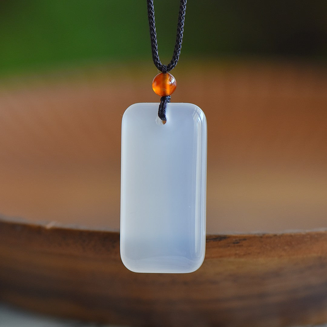 Large ice chalcedony pendant for women Necklace Amulet