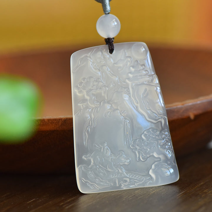 Natural ice chalcedony landscape pendant for women
