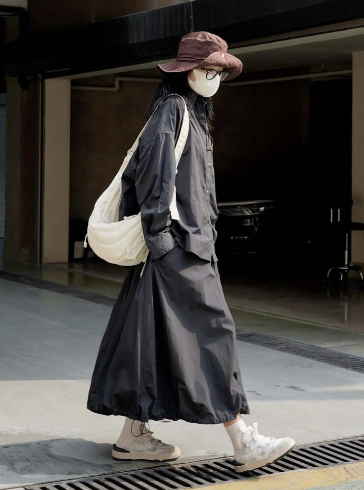 Khaki Maxi Skirt for Women: Summer High Waist Classic-Women's Skirts-Thebesttailor-Thebesttailor