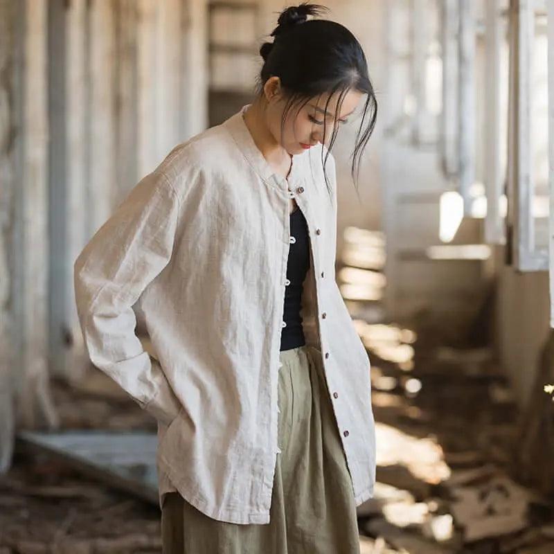 Women's White Linen Blouse