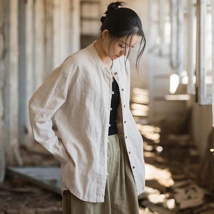 Women's White Linen Blouse
