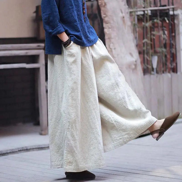 Chic Vintage Linen Culottes: Must-Have Casual Summer Staple-Women's pants-Thebesttailor-Thebesttailor